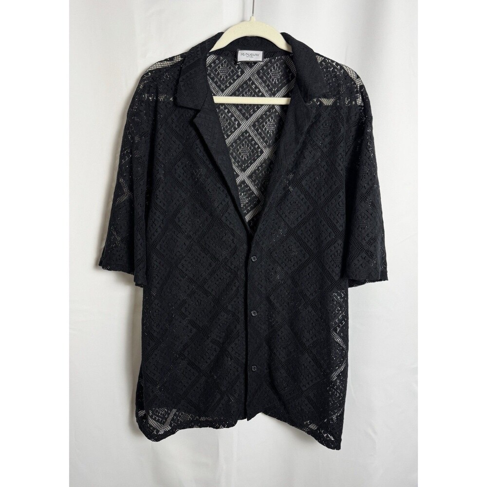 Runaway The Label Mens Kenneth Shirt Size Large Black MSRP $119